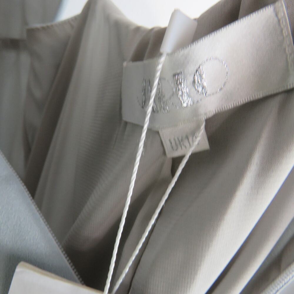 Jarlo Soft Gray Long High Neck Open Back Maxi Dress Bridal Gown Size 14 - Picture 7 of 8